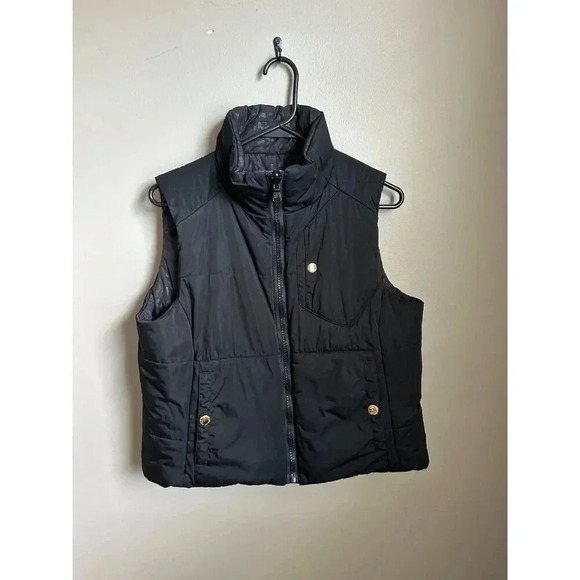Lauren Ralph Lauren Reversible Black/Leopard Print Puffer Vest, Fall Vest - Picture 1 of 12
